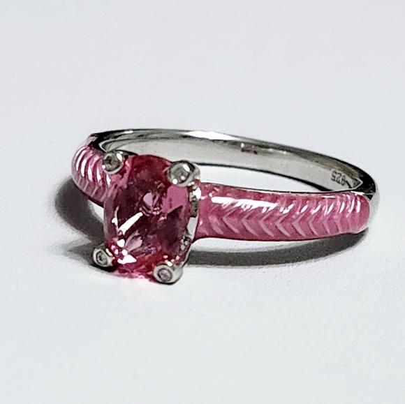 1.25 ct Pink topaz silver ring New - Picture 11 of 13